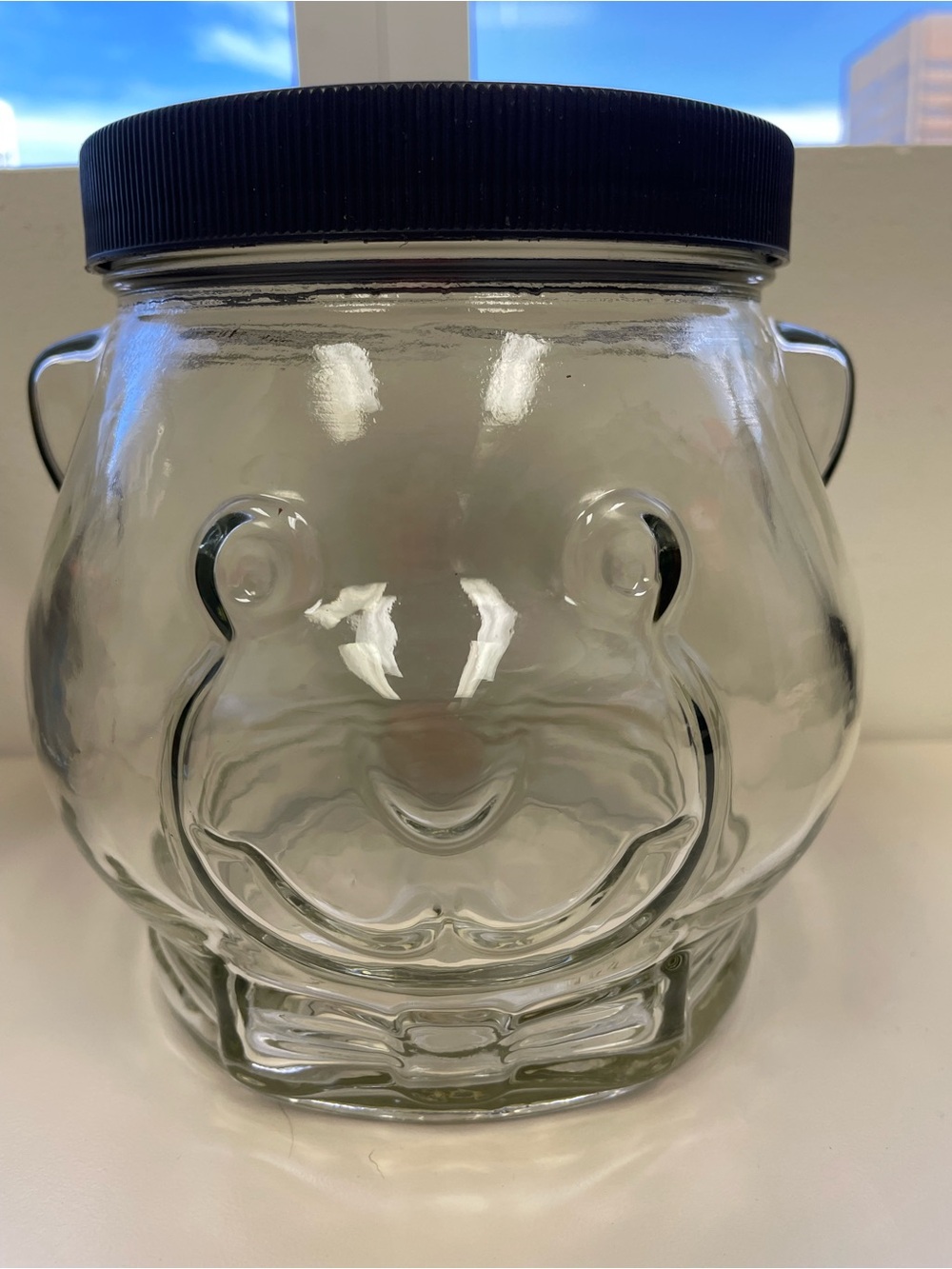 Vintage 1989 Kraft Peanut Butter "Papa Bear" head glass jar